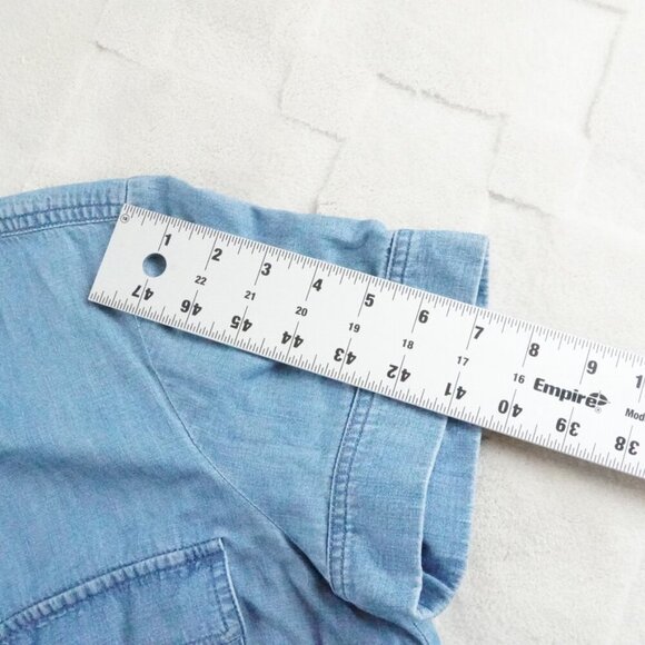 J.Crew Chambray Shirt Dress Womens 8 Blue Short Sleeve 1/4th Button Up - Picture 10 of 12